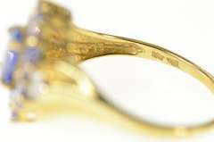 10K Yellow Gold Oval Tanzanite Halo Diamond Accent Cocktail Ring