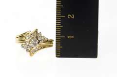 14K Yellow Gold Marquise Diamond Accent Bypass Engagement Ring