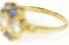 14K Yellow Gold 0.97 Ctw 1940's Diamond Sapphire Cocktail Ring