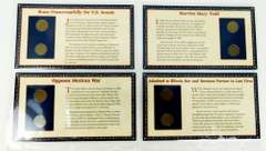 4 Commemorative Stamps with Coins Collector Panels