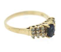 Formal Yellow Gold Blue Sapphire and Diamond Ring