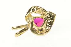 10K Yellow Gold Heart Syn. Ruby Diamond Accent Love Symbol Pendant