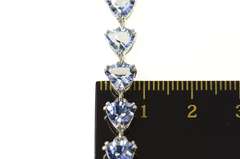 14K White Gold Trillion Syn. Tanzanite Statement Tennis Bracelet