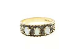 10K Yellow Gold Ornate Opal Etruscan Revival Statement Ring