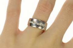 10K White Gold Classic Diamond Satin Finish Statement Band Ring