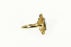 14K Yellow Gold Retro Two Tone Cluster Statement Ring