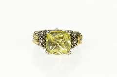 Sterling Silver Cushion Peridot Barbara Bixby Floral Statement Ring