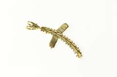 14K Yellow Gold Squared Chain Link Cross Christian Faith Pendant