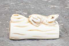 Ivory Netsuke: Frog on a Log