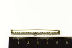 14K Yellow Gold Art Deco Diamond Ornate Filigree Bar Pin/Brooch