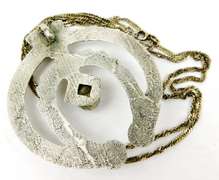 Early Navajo Sterling Sandcast Turquoise Naja & Chain