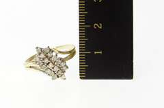 10K Yellow Gold Classic Diagonal Diamond Cluster Bypass Ring