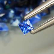 Vivid blue 3.76ct princess radiant cut Sapphire set