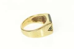10K Yellow Gold Retro Squared Nephrite Emerald Statement Ring
