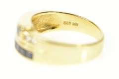 14K Yellow Gold 0.55 Ctw Princess Sapphire Diamond Statement Ring