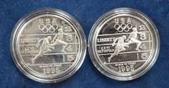 Lot Of 2 1995 Proof Track and Field Commemorative Silver Dollars