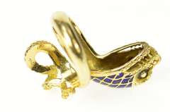 18K Yellow Gold Green Blue Enamel Victorian Snake Serpent Ring
