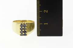 14K Yellow Gold Squared Sapphire Cluster Graduated Statement Ring