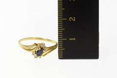 14K Yellow Gold Oval Sapphire Diamond Accent Bypass Ring