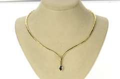 14K Yellow Gold 1.09 Ctw Marquise Sapphire Diamond Wrap Necklace