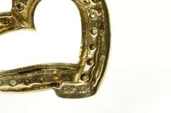 10K Yellow Gold Classic Diamond Curvy Channel Heart Love Pendant