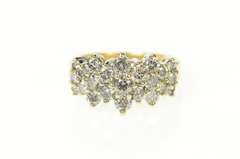 14K Yellow Gold 1.40 Ctw Diamond Squared Cluster Statement Ring