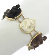 Memorable Seven Oval Shaped Bezel Set Lava Stones & Shell Cameos Bracelet