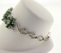 Sterling Silver Green Stone Floral bracelet