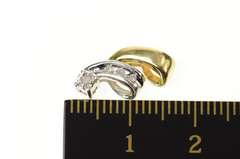 10K Yellow Gold Two Tone Diamond Spiral Curvy Statement Pendant