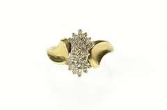 10K Yellow Gold Diamond Cluster Classic Statement Ring