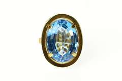 14K Yellow Gold 1940's 16.75 Ct Blue Topaz Cocktail Ring