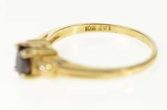 10K Yellow Gold Diamond Garnet Three Stone Classic Ring