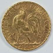Lovely BU 1914 France 20 Francs Gold 'Rooster' coin