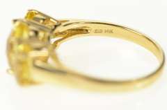 10K Yellow Gold Faceted Citrine Oval Three Stone Statement Ring