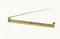 14K Yellow Gold Art Deco Diamond Ornate Filigree Bar Pin/Brooch