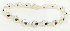 Sterling Silver Garnet Heart Bracelet