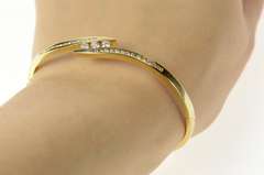 14K Yellow Gold 0.93 Ctw Diamond Channel Bypass Bangle Bracelet