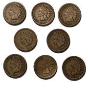 2 Each 1859 60 62 &63 CN Indian Head Cents