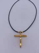 14kt Solid Yellow Gold Cross Pendant on Rope Chain