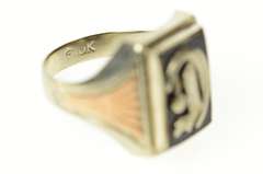 10K White Gold Art Deco D Monogram Two Tone Black Onyx Ring