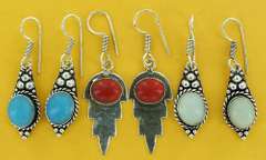 Silver and Natural Stone Earrings