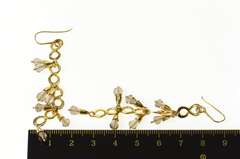 18K Yellow Gold Ornate Smoky Quartz Fringe Dangle Hook Earrings