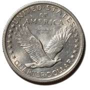 1917 Full Head Frosty White BU Standing Liberty Quarter