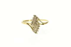 10K Yellow Gold Diamond Zig Zag Cluster Bypass Statement Ring