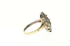 14K Yellow Gold Victorian Diamond Ruby Wreath Oval Statement Ring