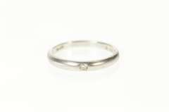 18K White Gold Diamond Flush Inset Satin Finish Band Ring