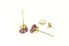 14K Yellow Gold Ruby Natural Oval Solitaire Stud Earrings