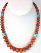 Commanding Turquoise & Coral Necklace with Sterling Clasp