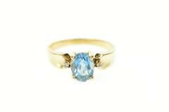 10K Yellow Gold Diamond Accent Blue Topaz Statement Ring