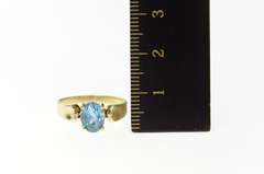 10K Yellow Gold Diamond Accent Blue Topaz Statement Ring